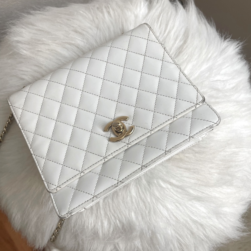 Chanel White Quilted Crossbody Bag